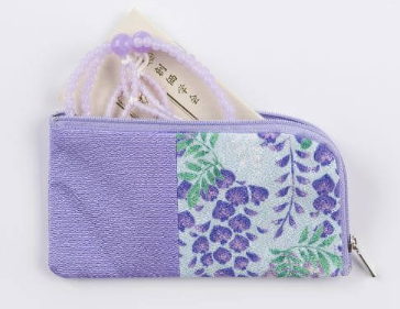 Beads Case Chirimen purple S