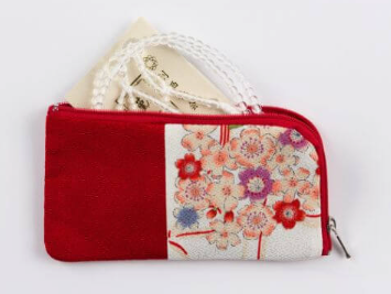 Beads Case Chirimen red S