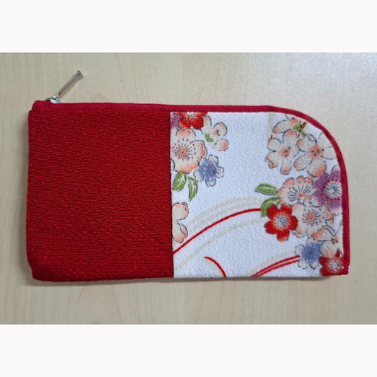 Beads Case Chirimen red S